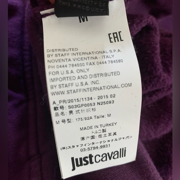 JUST CAVALLI Men's Cardigan jacket with embellished sleeves. Size Medium. - Picture 6 of 10